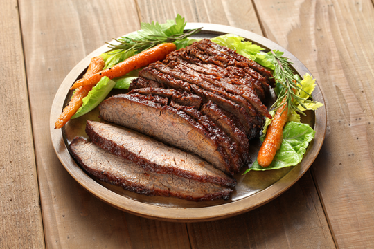 sliced brisket on plate